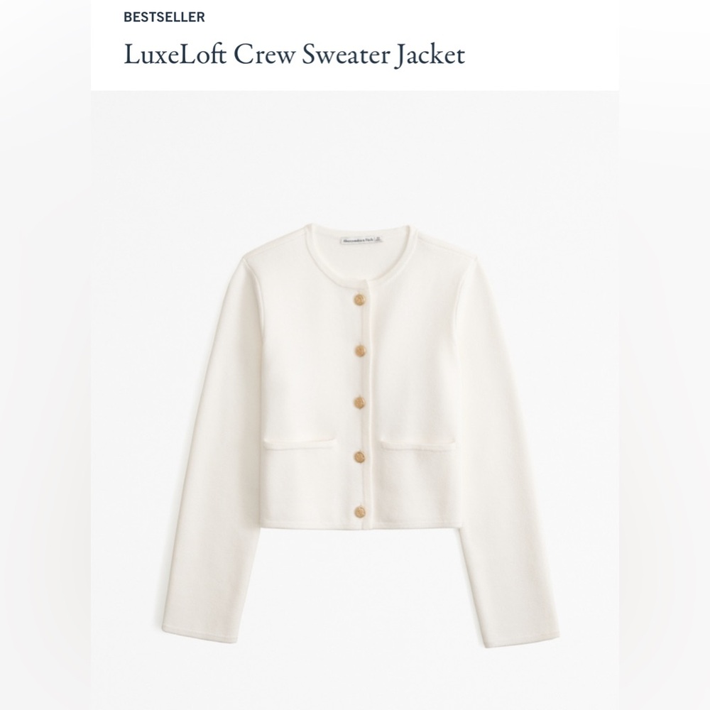 Abercrombie & Fitch Cream LuxeLoft Crew Sweater Jacket